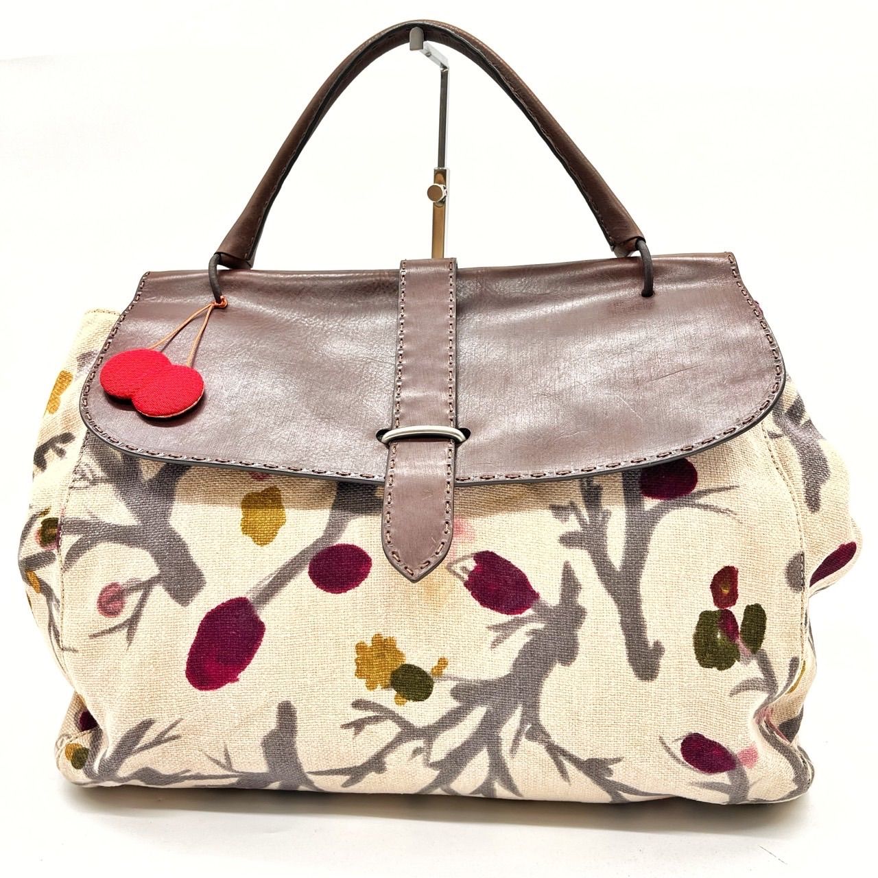 良品】 MARNI マルニ ハンドバッグ トートバッグ チャーム 総柄 花柄 