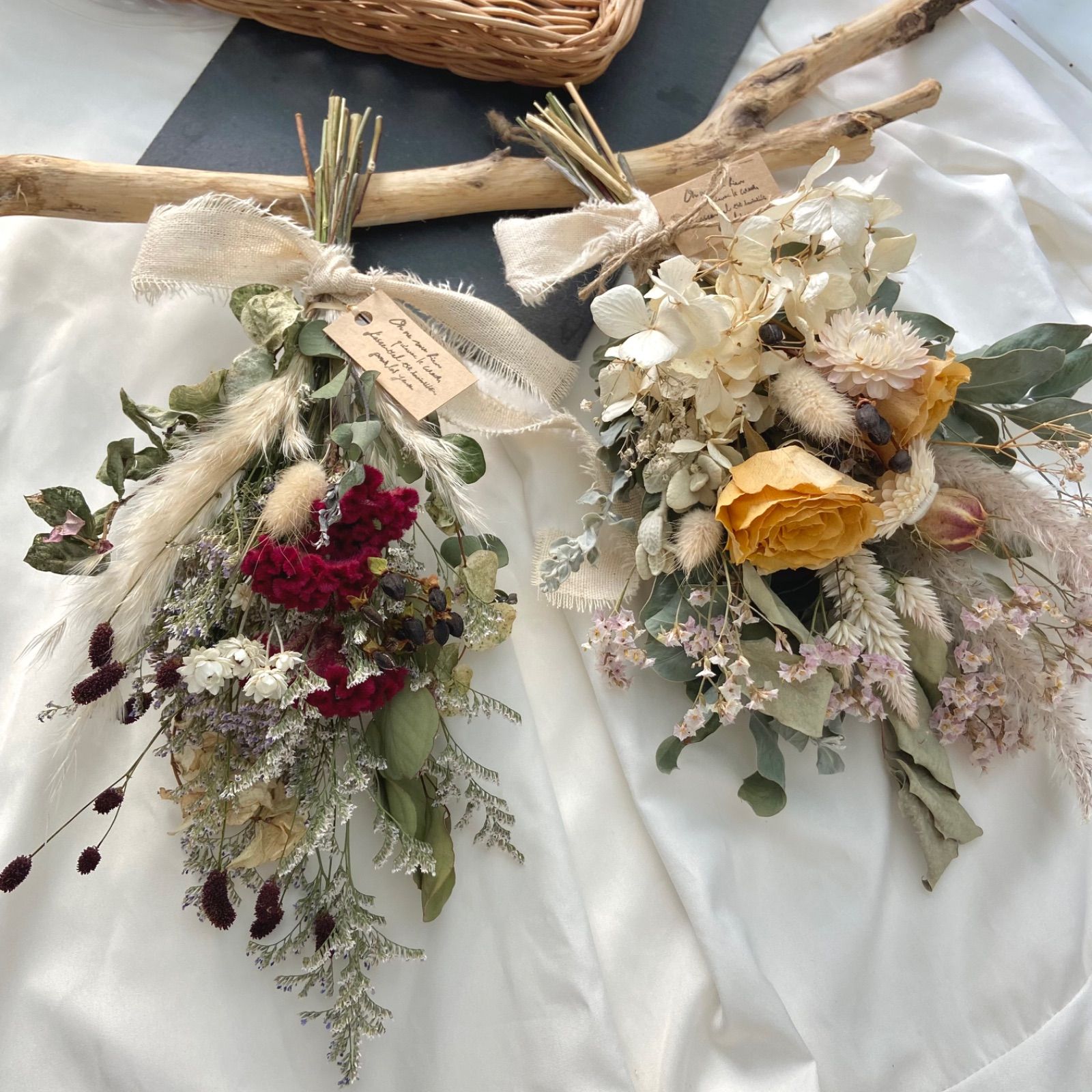 ドライフラワー スワッグ バラ 紫陽花 くすみカラー30cm - メルカリShops