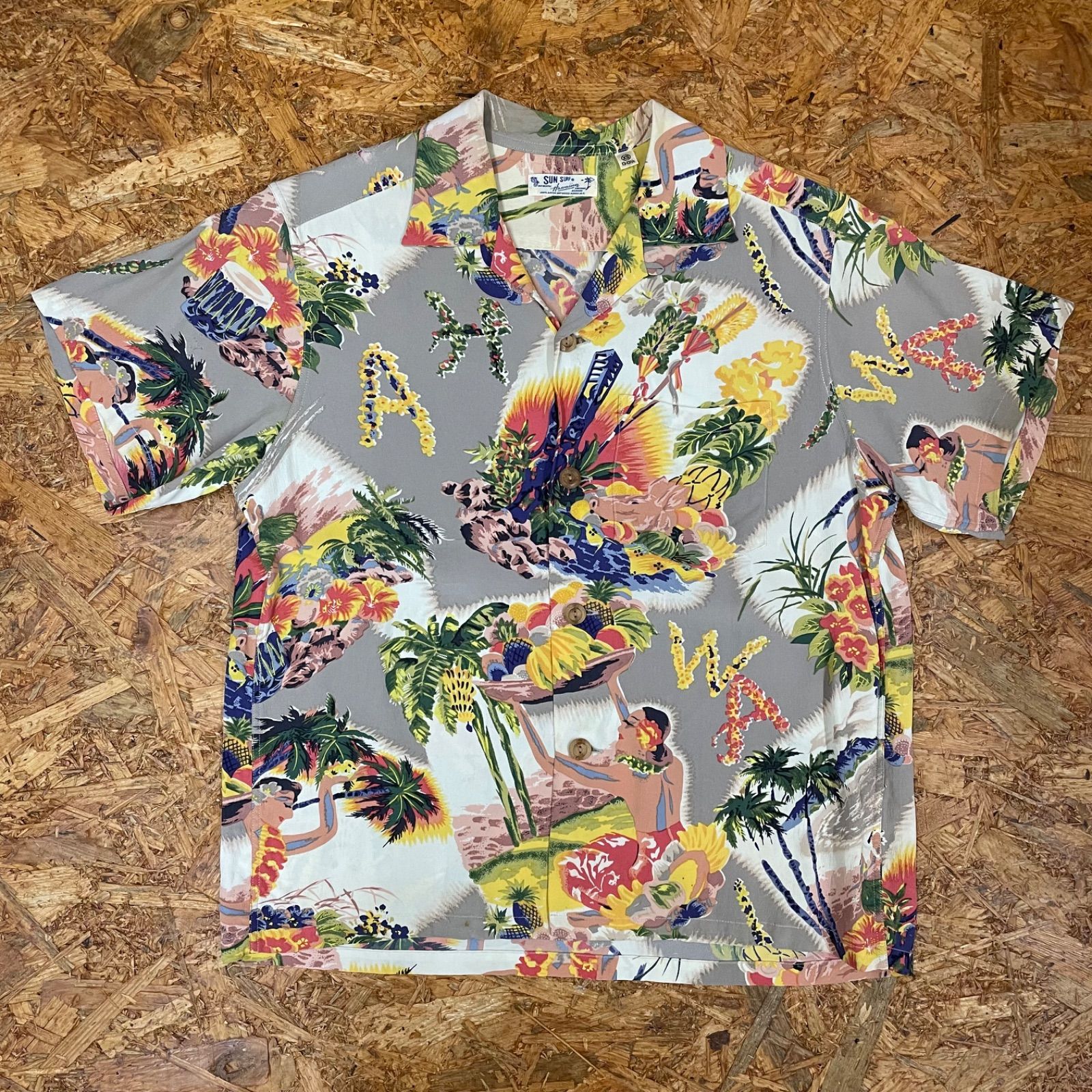 ＜希少＞　サンサーフ　アロハシャツ　半袖　東洋エンタープライズ　L サンサーフ アロハシャツ ヤシの木 総柄 ボタニカル 東洋