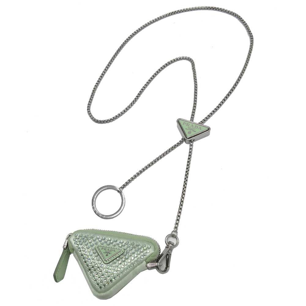 プラダ PRADA ラインストーン ミニ ポーチ チェーンネックストラップ付  