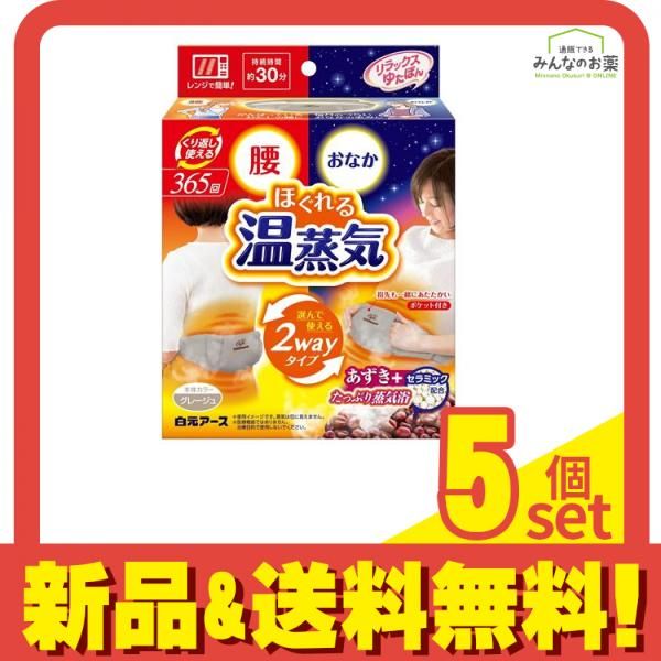 リラックスゆたぽん 腰 おなか2wayホット ほぐれる温蒸気 1個入 5個セット