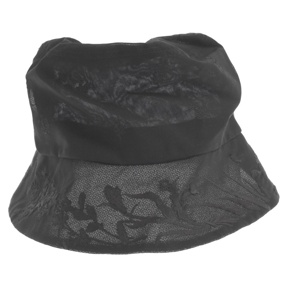 Mame Kurogouchi (マメ クロゴウチ) 23SS Floral Embroidered Bucket Hat フローラル  エンブロダイリー シアーバケットハット 帽子 ブラック MM23SS-AC506