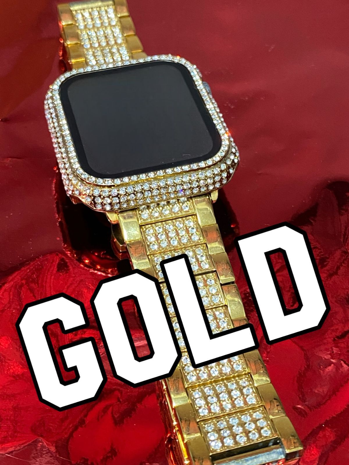 ゴールド　アップルウォッチ ステンレスベルト キラキラ　 カバー ケース メンズ レディース 38mm 40mm 41mm 42mm 44mm 45mm 46mm Apple Watch