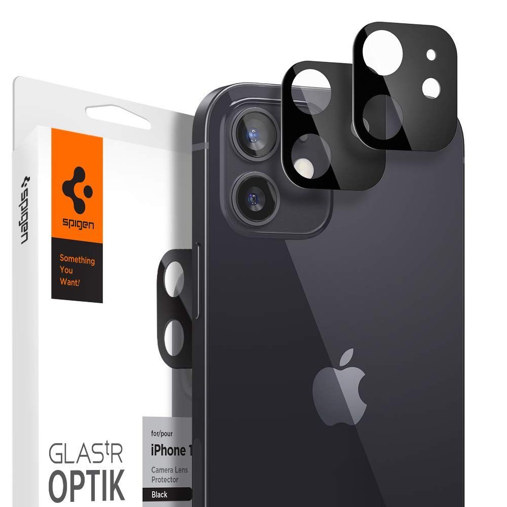 Spigen Glas tR Optik iPhone 12 用 カメラフィルム 保護 iPhone12 用 カメラ レンズ ブラック 2枚入