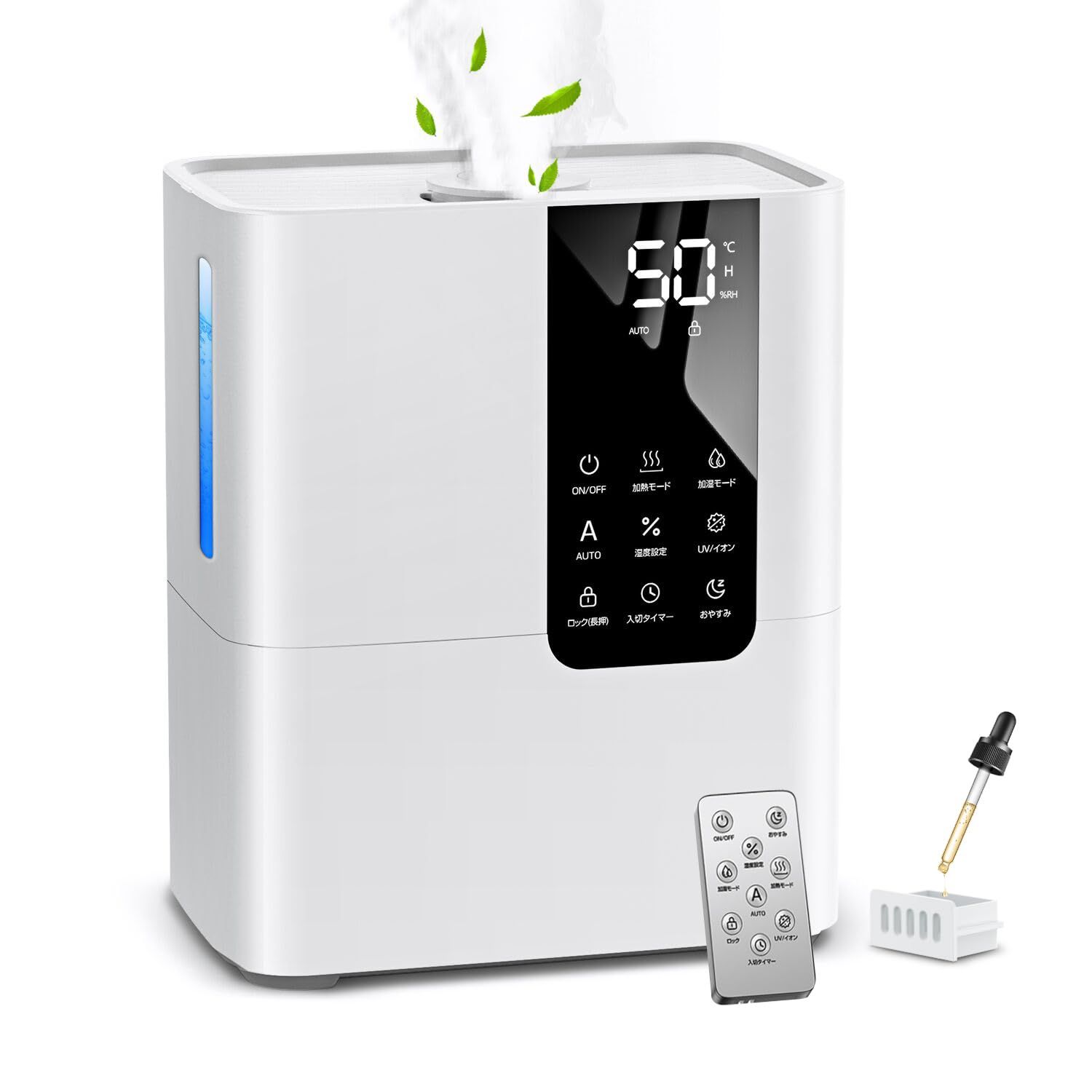 加湿器 大容量 8L 2025新登場 AIスマート恒湿-多重除菌 超音波式 卓上 ハイブリッド式加湿器 加熱式 100℃高温除菌 マイナスイオン UV除菌 上から給水 75時間連続作動 最大加湿量550ml|h 360度吹出口 5段階加湿 1~12時間