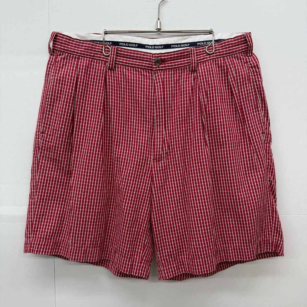 POLO GOLF チェック柄 2タック ショーツ W35 膝下 ワイド ポロ