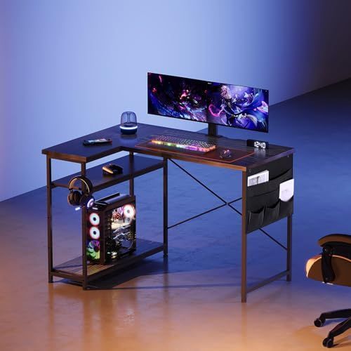YeTom ゲーミングデスク l字デスク pcデスク 右棚左棚 幅107cm ゲ