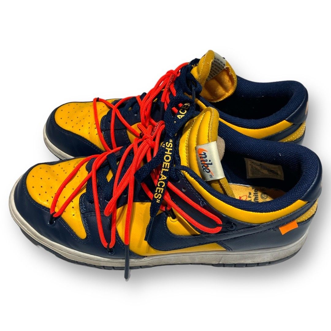 Off-White×NIKE (オフホワイト×ナイキ) Dunk Low LTHR "University Gold/Midnight Navy/White" CT0856-700 スニーカー メンズ ネイビー×イエロー 28.5cm