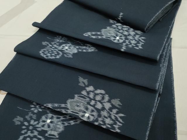平和屋着物●久留米絣 反物 着尺 花車文 ♥ DAAX6580zy