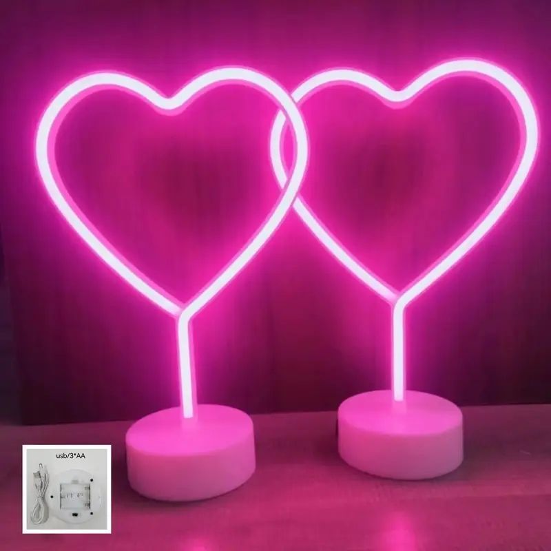ロマンティックピンクハートLEDネオンサイン - 母の日＆バレンタインギフトに最適なUSB＆電池駆動デコレーションライト