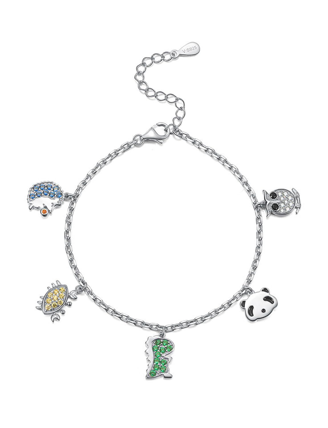 【人気商品】動物 レディース ブレスレット S925 シルバー ジルコニア 金属 アレルギー SAMEDI 対応 可愛い 長さ調節可能 女性 プレゼント