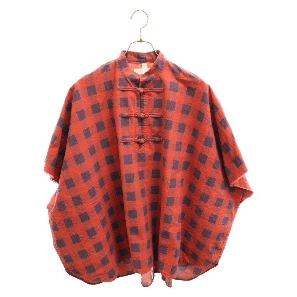 TAKAHIROMIYASHITA The SoloIst. (タカヒロミヤシタザソロイスト) 17SS oriental buttoned poncho オリエンタル ボタン チェック柄ポンチョ レッド/ネイビー 005bSS17