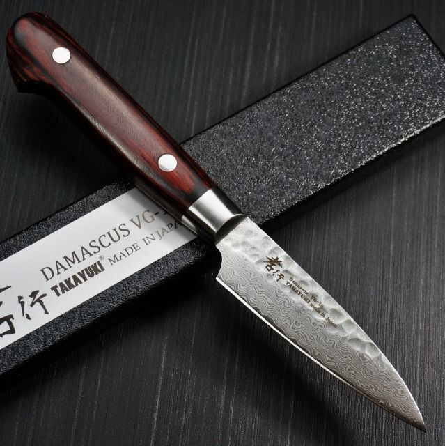 堺孝行】 包丁 ペティナイフ 80mm 33層ダマスカス V金10号 ステンレス