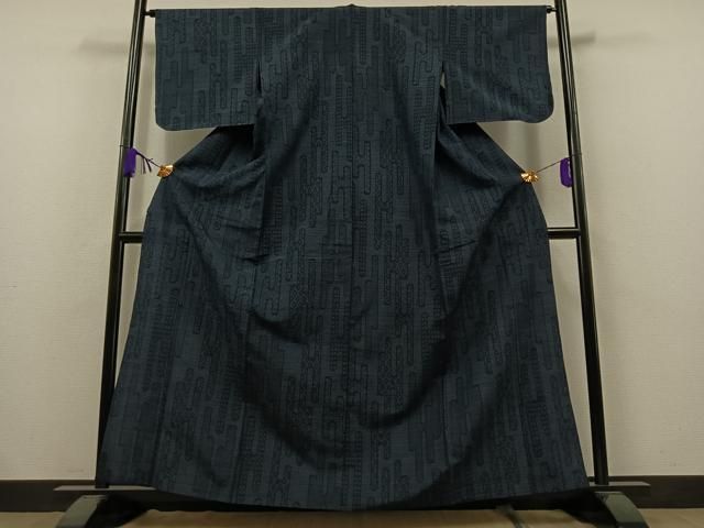 平和屋着物▽上質な紬 単衣 80亀甲 壺垂れ花文 正絹 逸品 AAAZ5715jh
