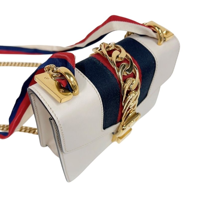 グッチ GUCCI シルヴィ ミニチェーンショルダーバッグ 431666 アイボリー ゴールド金具 レザー キャンバス レディース ショルダーバッグ DECORATOM_COM_BR