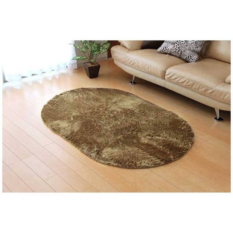 【 新品 未開封 】 イケヒコ ラグ シャギー調 (ラルジュ) (約100×150cm 楕円/ベージュ) 未使用 送料無料