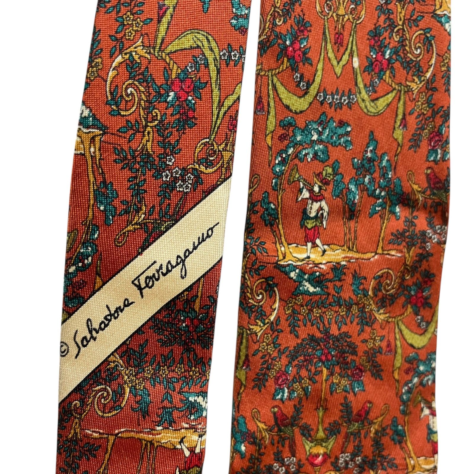 Ferragamo ネクタイ レッド オレンジ系 マルチカラー 花柄 人気 商品 通販ファッション - Ferragamo ネクタイ レッド