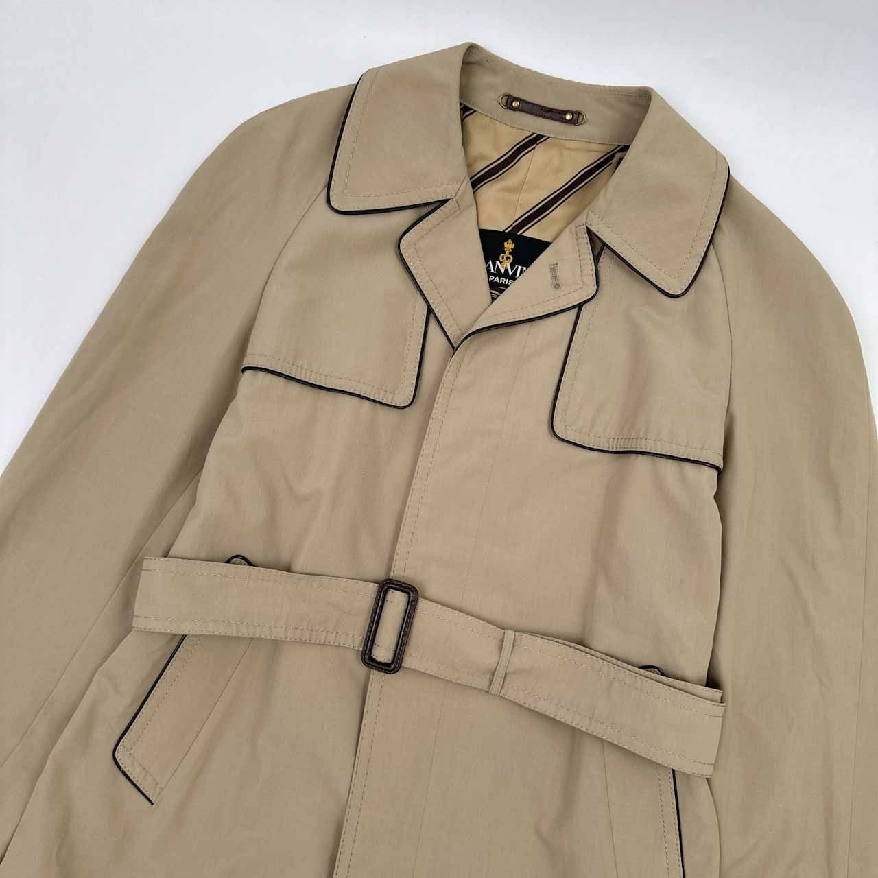 80s 90s ヴィンテージ LANVIN PARIS レザーパイピング 裏地総柄
