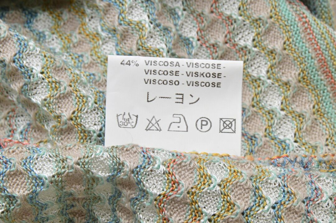 エム ミッソーニ M MISSONI ノースリーブ 総柄 46サイズ ベージュ