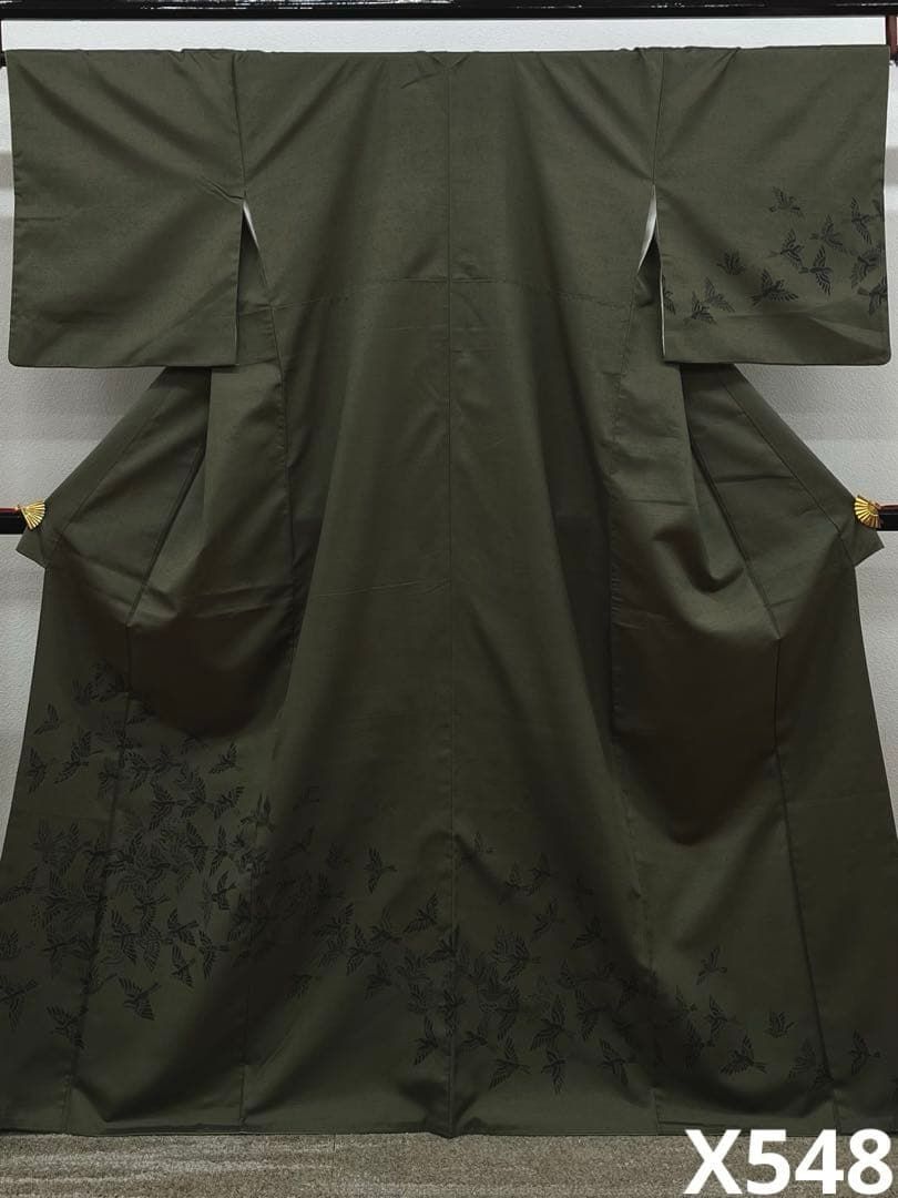 十日町紬 訪問着 雀 鳥 正絹 ガード加工済 X548