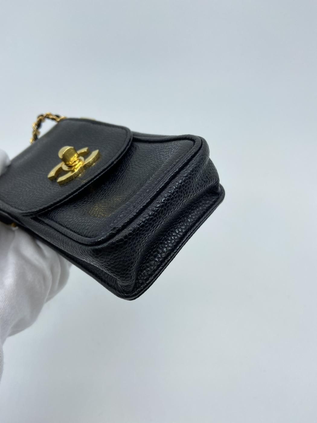 CHANEL シャネル ヴィンテージ チェーン ポシェット ショルダーバッグ スマホケース キャビアスキン ココマーク レザー 管理番号：3154 000000000354_rmREUBE.jpg