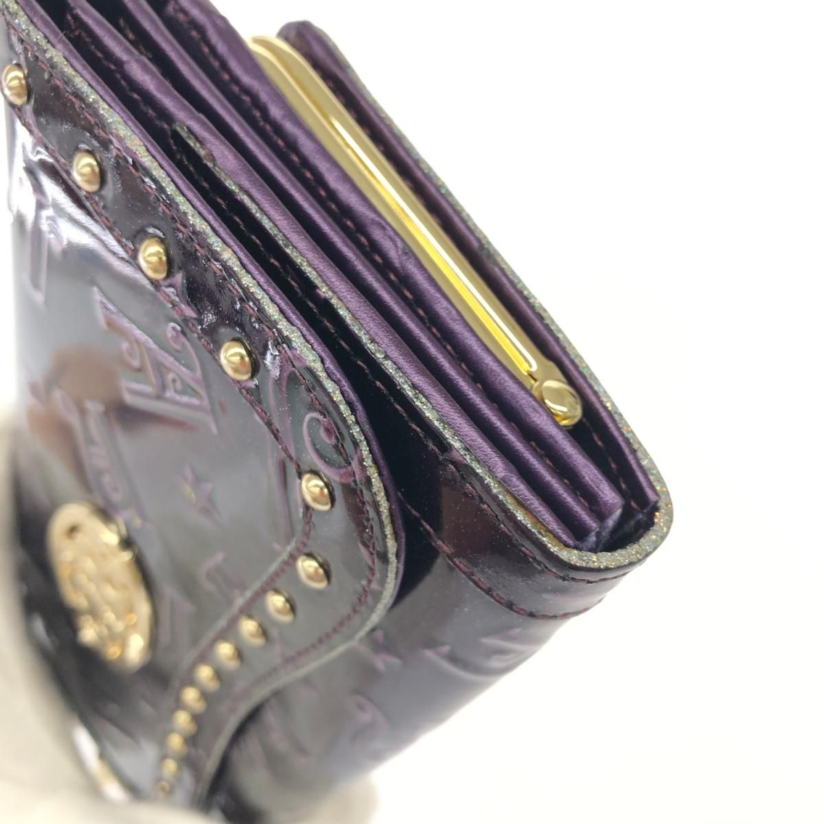 美品 ANNA SUI アナスイ 二つ折り長財布 財布 パープル エナメル