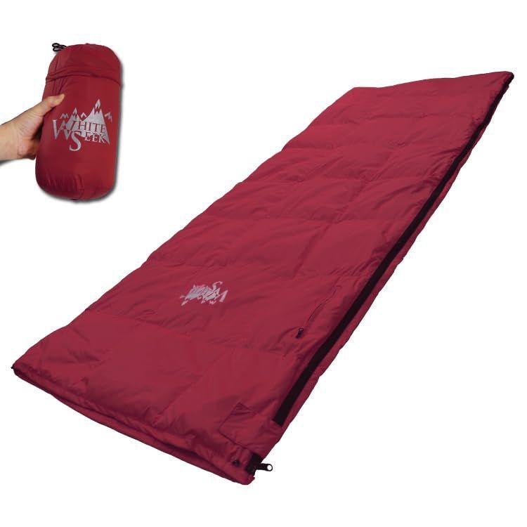 700 レッド whiteseek 寝袋 シュラフ 羽毛 ダウン 封筒型 軽量 小 コンパクト 手のひらサイズ 700 レッド