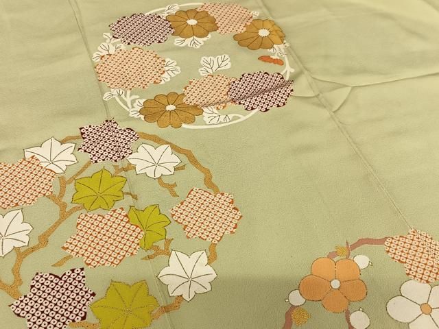 平和屋着物○お召 幾何学花間道 正絹 逸品 AAAZ7495zg