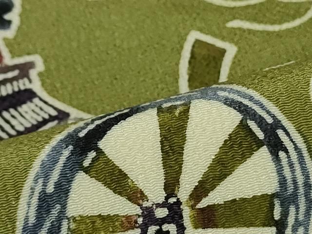 平和屋着物●九寸名古屋帯　型染め　いろは歌　鬼しぼ縮緬　正絹　逸品　DAAT0327ob 平和屋着物○九寸名古屋帯 型染め いろは歌 鬼しぼ縮緬 正絹 逸品