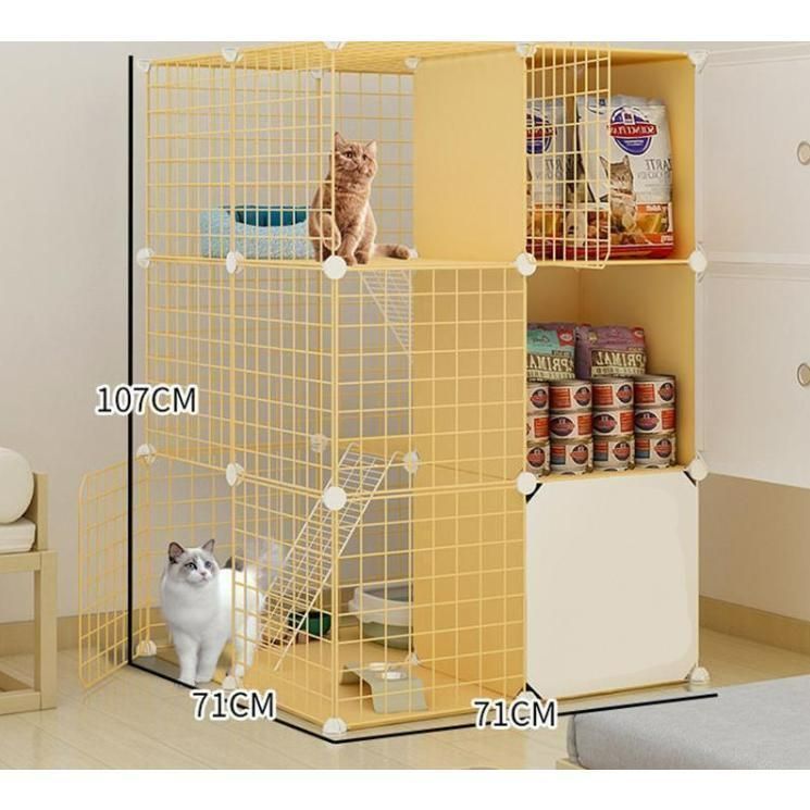 猫用ケージ 折り畳み式 組立式 収納 多頭飼い お手入れ簡単 ペットゲージ おしゃれ ネコ ペット用品 猫犬兼用 ロッカー付き