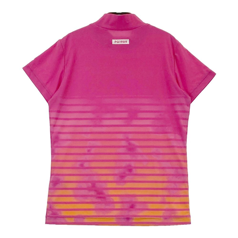 サイズ 1 PEARLY GATES パーリーゲイツ 2025年モデル ハイネック 半袖Tシャツ ボーダー柄 ピンク系 240101414563 ゴルフウェア レディース ストスト