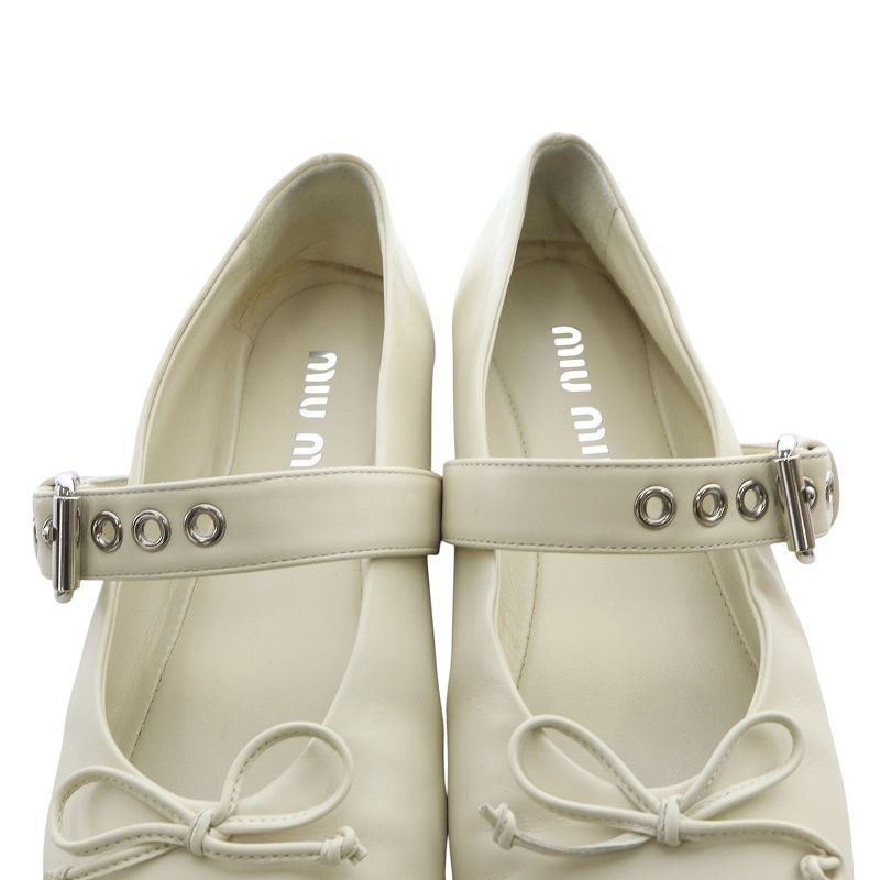 ミュウミュウ miumiu ナプラックレザー バレエ シューズ