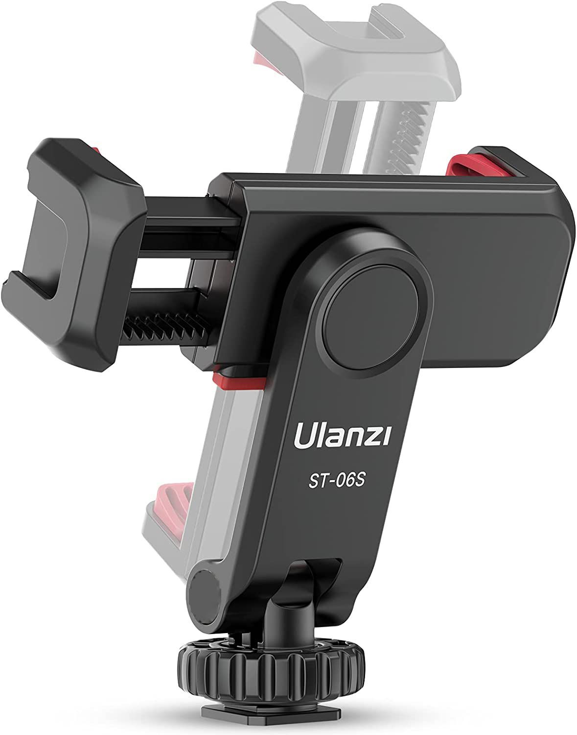 Ulanzi ST-06S 三脚スマホホルダー カメラスマホモニターマウント 360°回転 角度調整 スマホホルダー アクセサリーシュー付き スマホマウント 垂直ブラケット スマートフォン三脚マウント iPhone/Android/カメラ/一眼レフ/ミラーレス