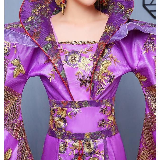 新商品が続々！ ♥ 4色 漢唐時代中国風ウエディングドレス 中国古代宮廷衣装 振袖プリーツ引き裾ロング唐装漢服 スパンコール刺繍超豪華な古典舞台衣装 CS00925BJ