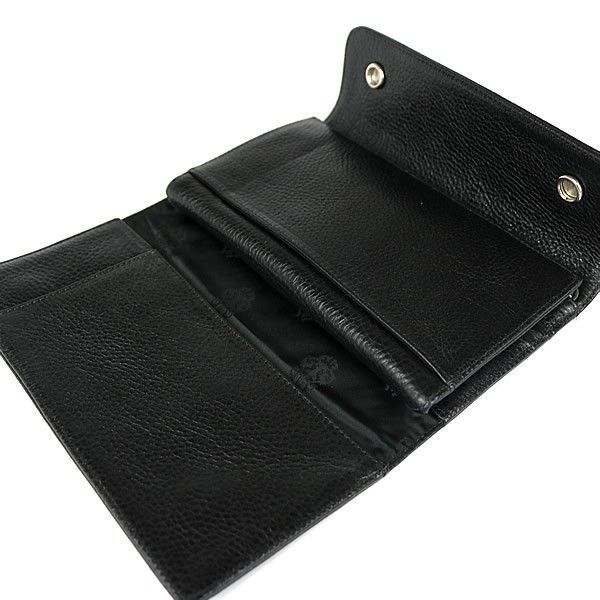 クロムハーツ　ウェーブ ウォレット レザー　925 黒　クロスボール クロムハーツ ウェーブミニ ウォレット レザー×925 ブラック