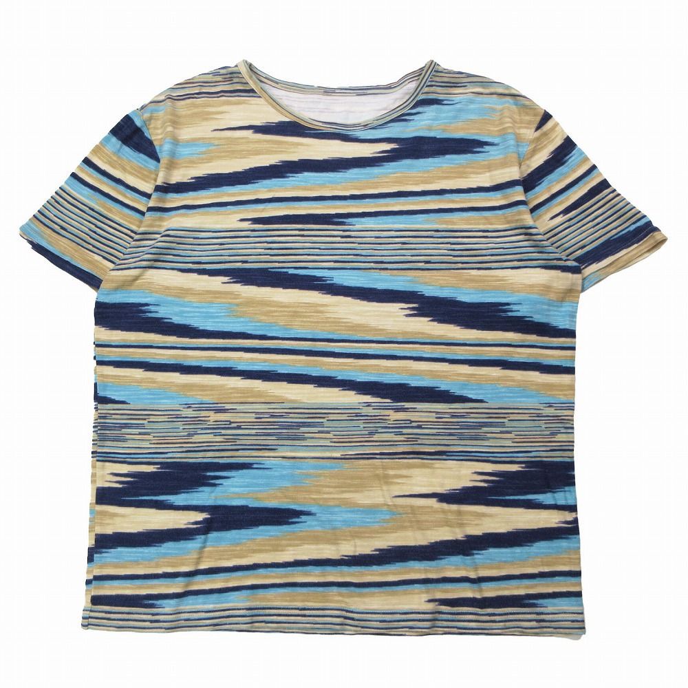 Vintage MISSONI ミッソーニ 総柄 Tシャツ カットソー半袖 クルーネック トップス 大きいサイズ50 XL ブルー レディース 【中古】 Vintage MISSONI ミッソーニ 総柄 Tシャツ カットソー半袖