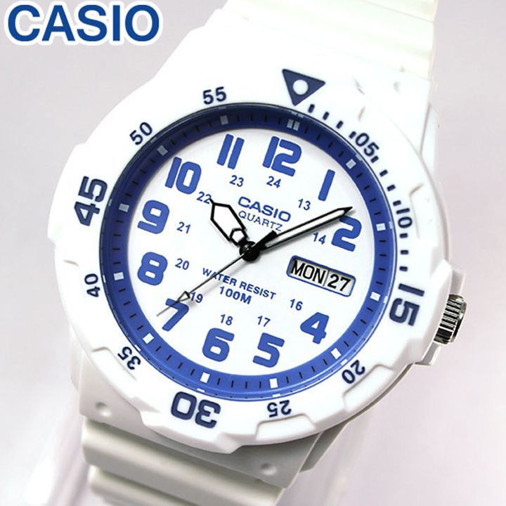 3ヶ月保証 カシオ CASIO チプカシ MRW-200HC-7B2 海外モデル メンズ 腕時計 スタンダード チープカシオ 防水 アナログ 時計 【専用BOXなし】casio アナログ ホワイト ブルー 白 青