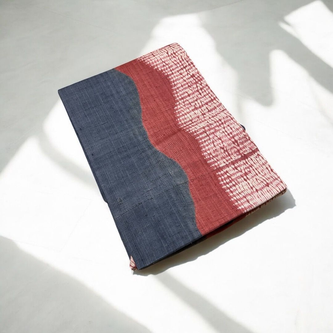 【売切値下げ】509mnf11△開き名古屋帯 紬 よろけ縞 全通△美品 よろけ縞 正絹 名古屋帯 単仕立て 多色織 細身の方 単衣、 袷に