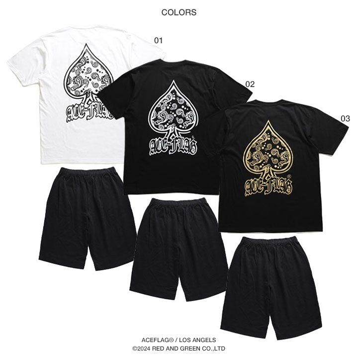 ACE FLAG 上下セット 半袖 ブランド Tシャツ ハーフパンツ メンズ 春夏