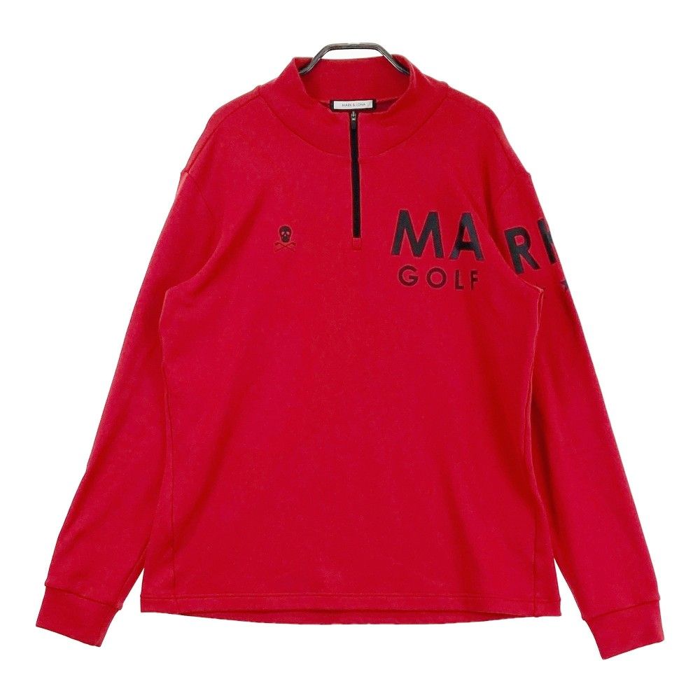 サイズ 50 MARK-LONA マークアンドロナ ハーフジップ 長袖Tシャツ 裏起毛 レッド系 240101435620 ゴルフウェア メンズ ストスト