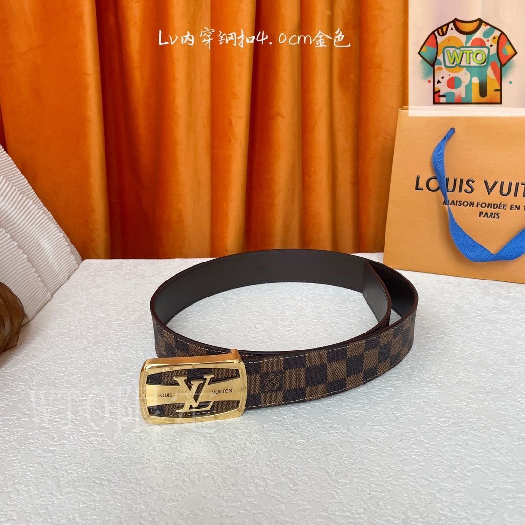 Louis Vuitton ベルト 着画あり ルイヴィトン LOUIS VUITTON ベルト ブラック ゴールド カーフ