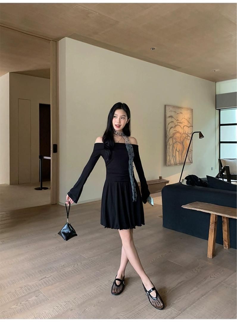 ワンショルダーミニドレス 韓国風春夏セクシーAラインショート高見え