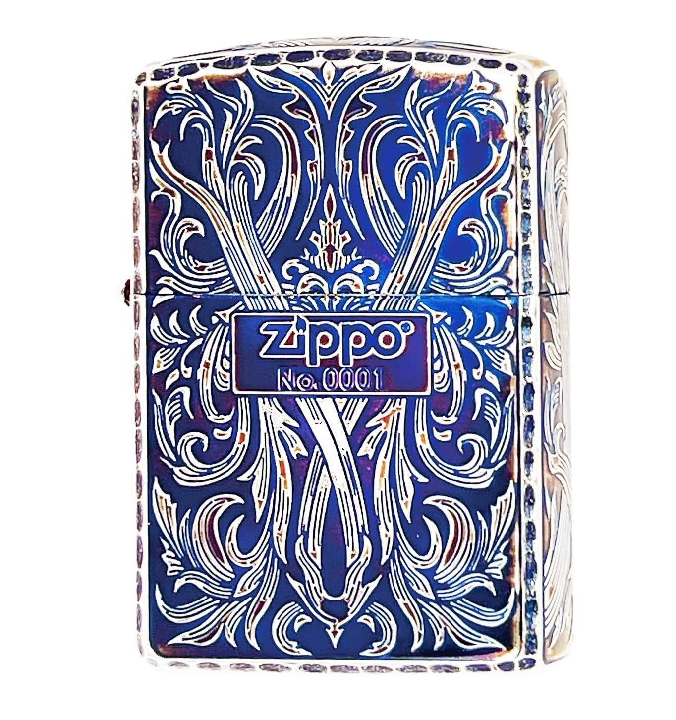 オーロラシルバー ZIPPO(ジッポー）luxury3 【高級BOX付き】アーマー 唐草 (オーロラシルバー)
