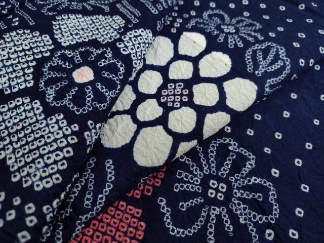 平和屋着物∴夏物 浴衣 有松鳴海絞り 草花文 綿 逸品 DAAV4021ud  