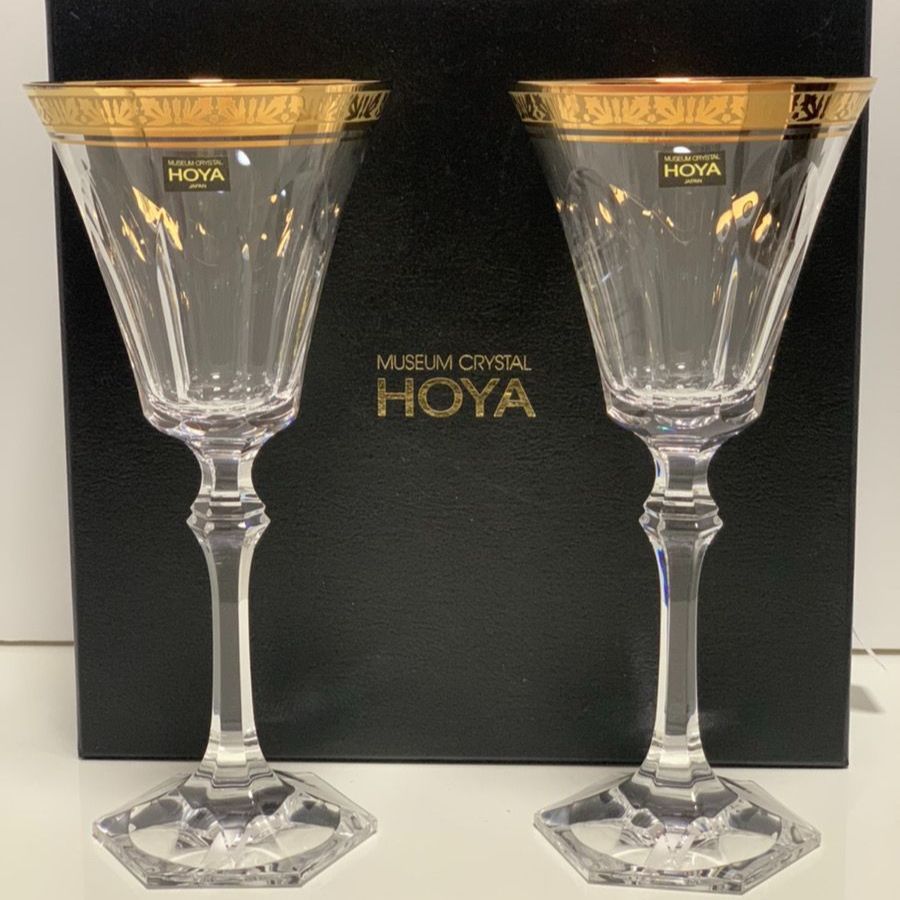HOYA CRYSTAL ホヤクリスタル ペアワイングラス ゴールドラベル