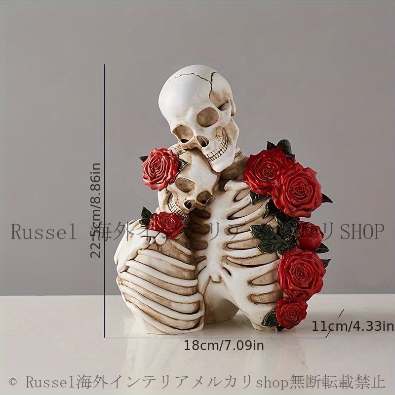 ハロウィン 骸骨 スカル 花嫁 オブジェ ローズスカルカップルオブジェ 置物 骸骨 ホワイト ハロウィン