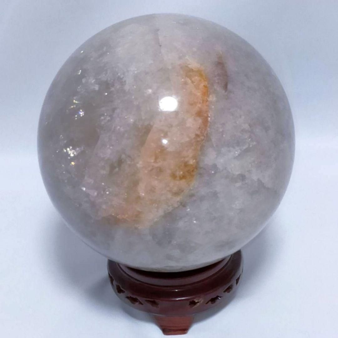 6400g 天然石 虹 直径17cm 台座 レインボー 水晶 スフィア 丸玉 6400g 天然石 虹 直径17cm 台座 虹が舞う天然石スフィア 台座付き 癒し