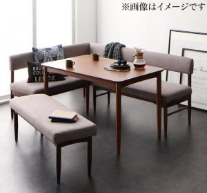 ダイニングセット（テーブルu0026ソファ スツール） リビングでもダイニングでも使える ソファベンチセット 4人 4点セット(テーブル+ソファ1脚+アームソファ1脚+ベンチ1脚) ブラウン W120 組立