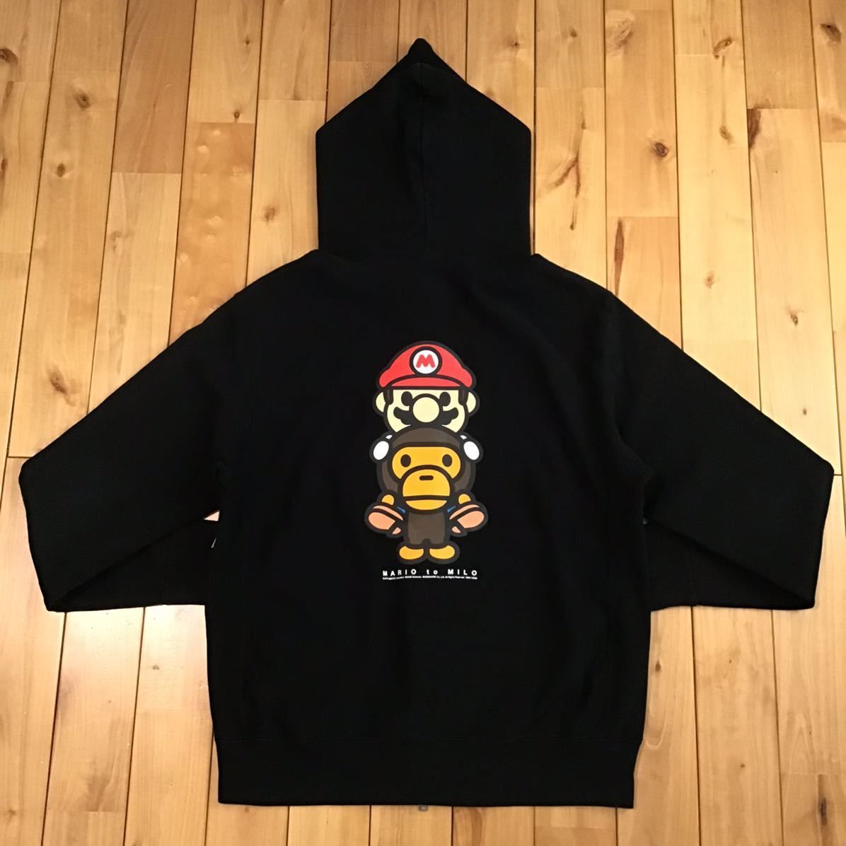 Nintendo × BAPE マリオ マイロ フルジップ パーカー Mサイズ black a bathing ape full zip hoodie  milo mario エイプ ベイプ 任天堂