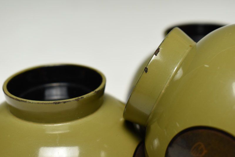 蔵A2500a 木製 青漆 魚文蒔絵 丸紋 小吸物椀 汁椀 十客 WWW_NOITHATQUANGTHANH_NET